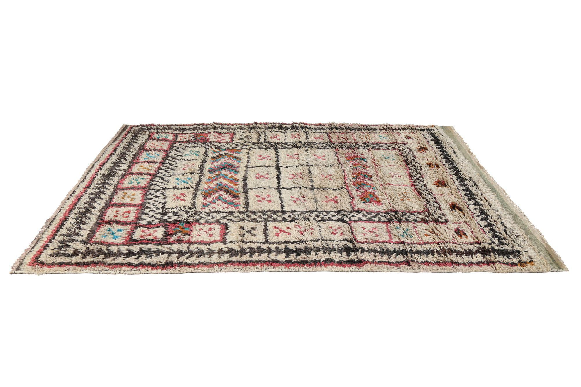 Persischer Gabbeh Kleiner Teppich - Wolle Elfenbeinrosa Design - 97656 (Irakisch) im Angebot