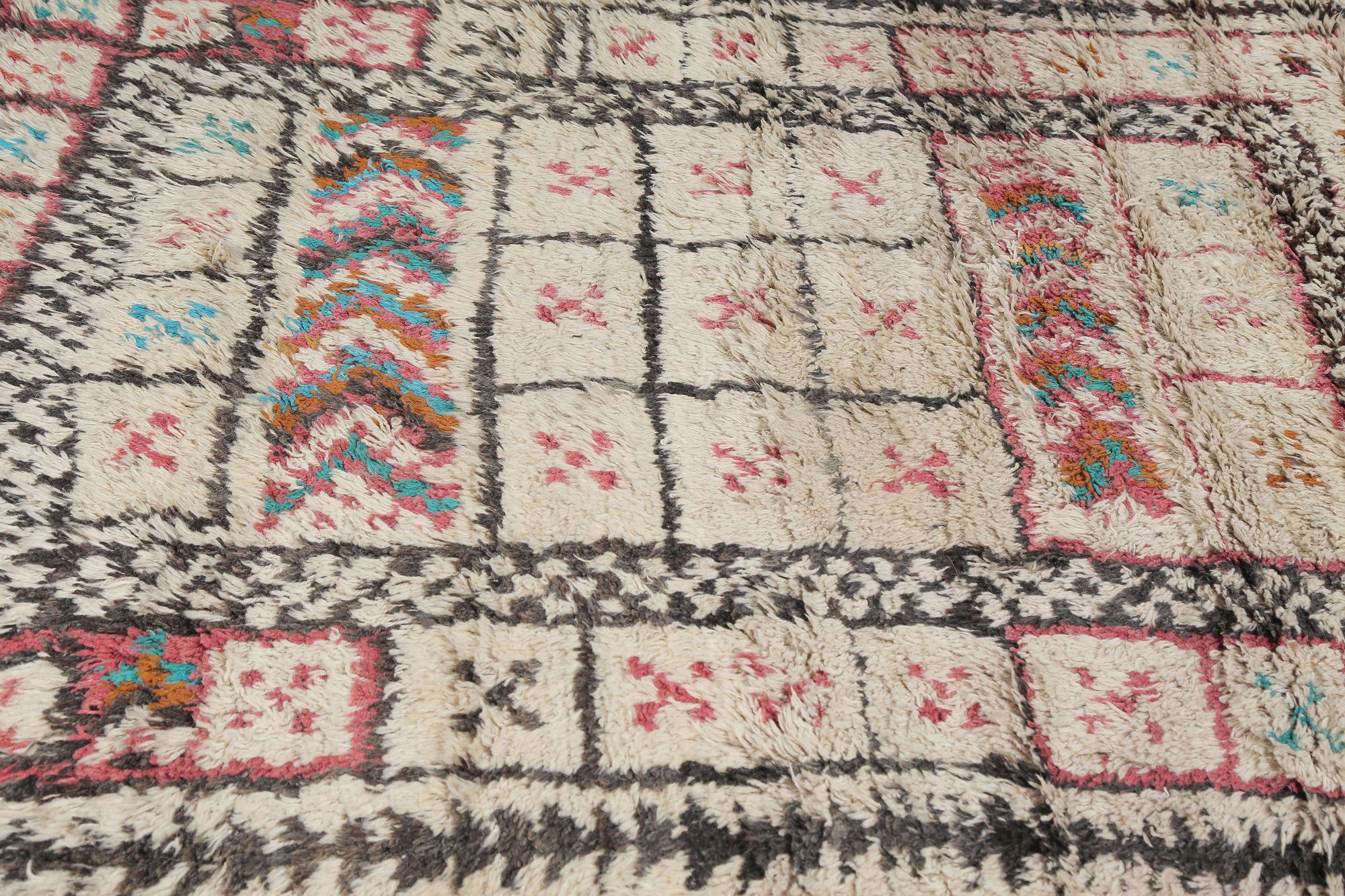 Persischer Gabbeh Kleiner Teppich - Wolle Elfenbeinrosa Design - 97656 im Zustand „Hervorragend“ im Angebot in Dallas, TX