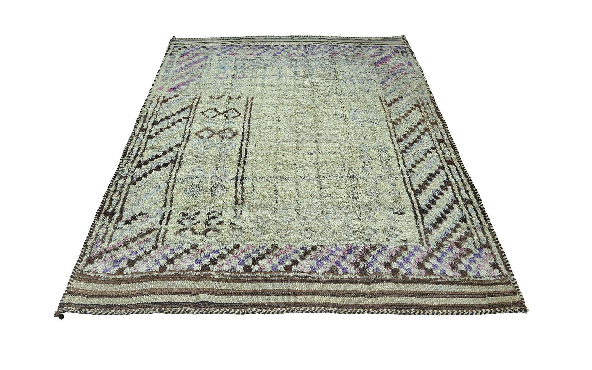 Persischer Gabbeh Kleiner Teppich aus Wolle mit elfenbeinfarbenem Reversdesign - 97558 im Zustand „Hervorragend“ im Angebot in Dallas, TX