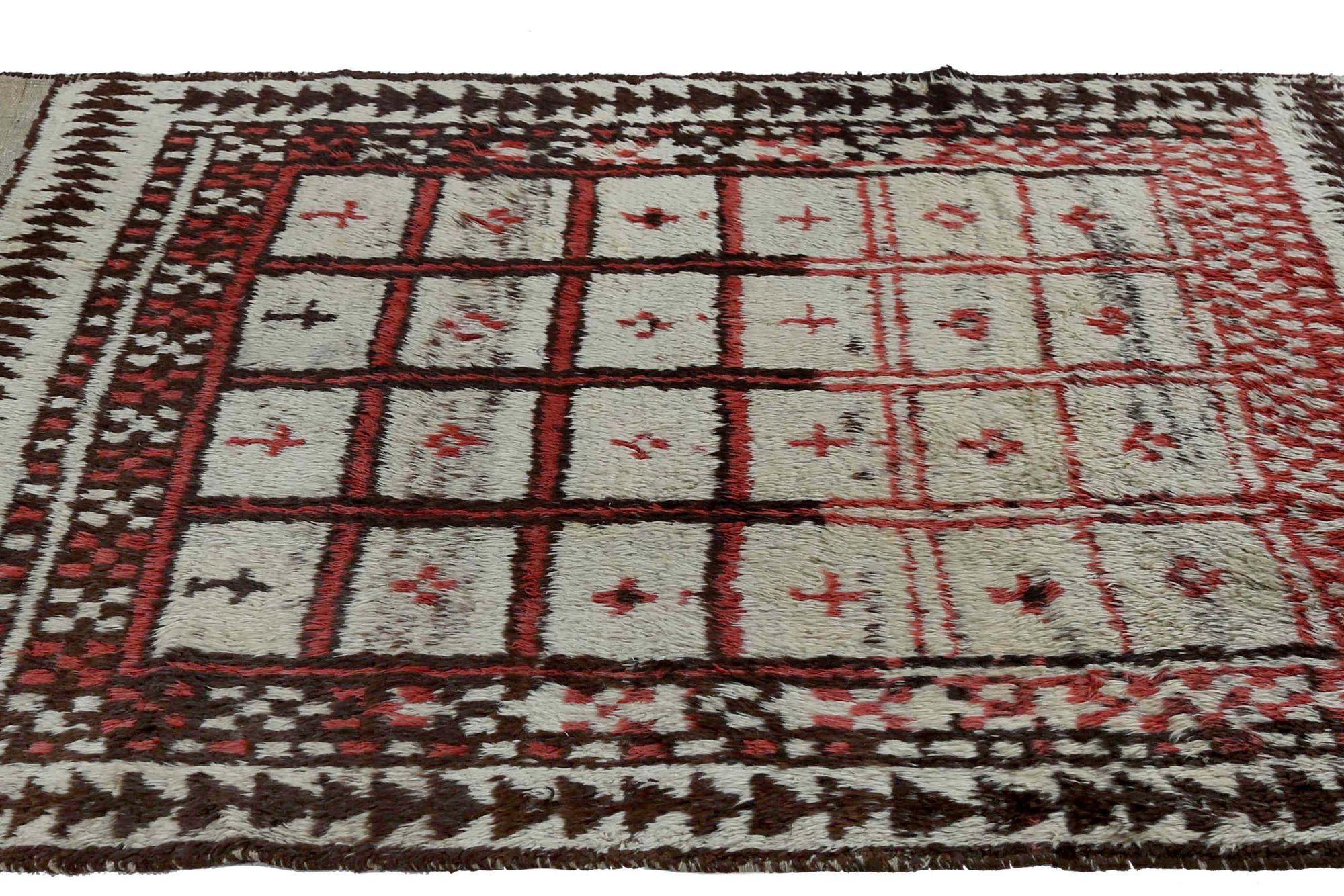 Persischer Gabbeh Kleiner Teppich - Wolle Elfenbeinrot Design - 97567 im Zustand „Hervorragend“ im Angebot in Dallas, TX
