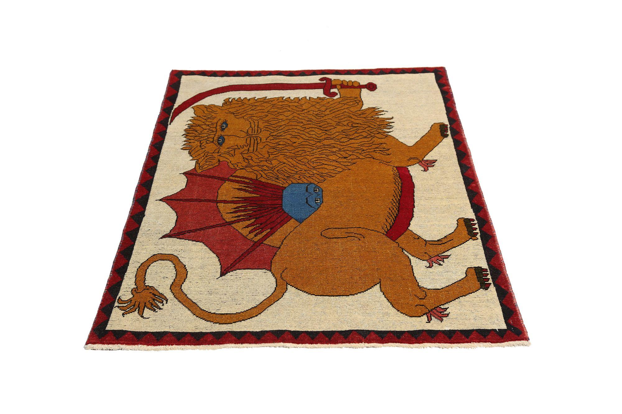 Persischer Gabbeh Small Teppich - Wolle Elfenbein Gelb Design - 96927 (Irakisch) im Angebot