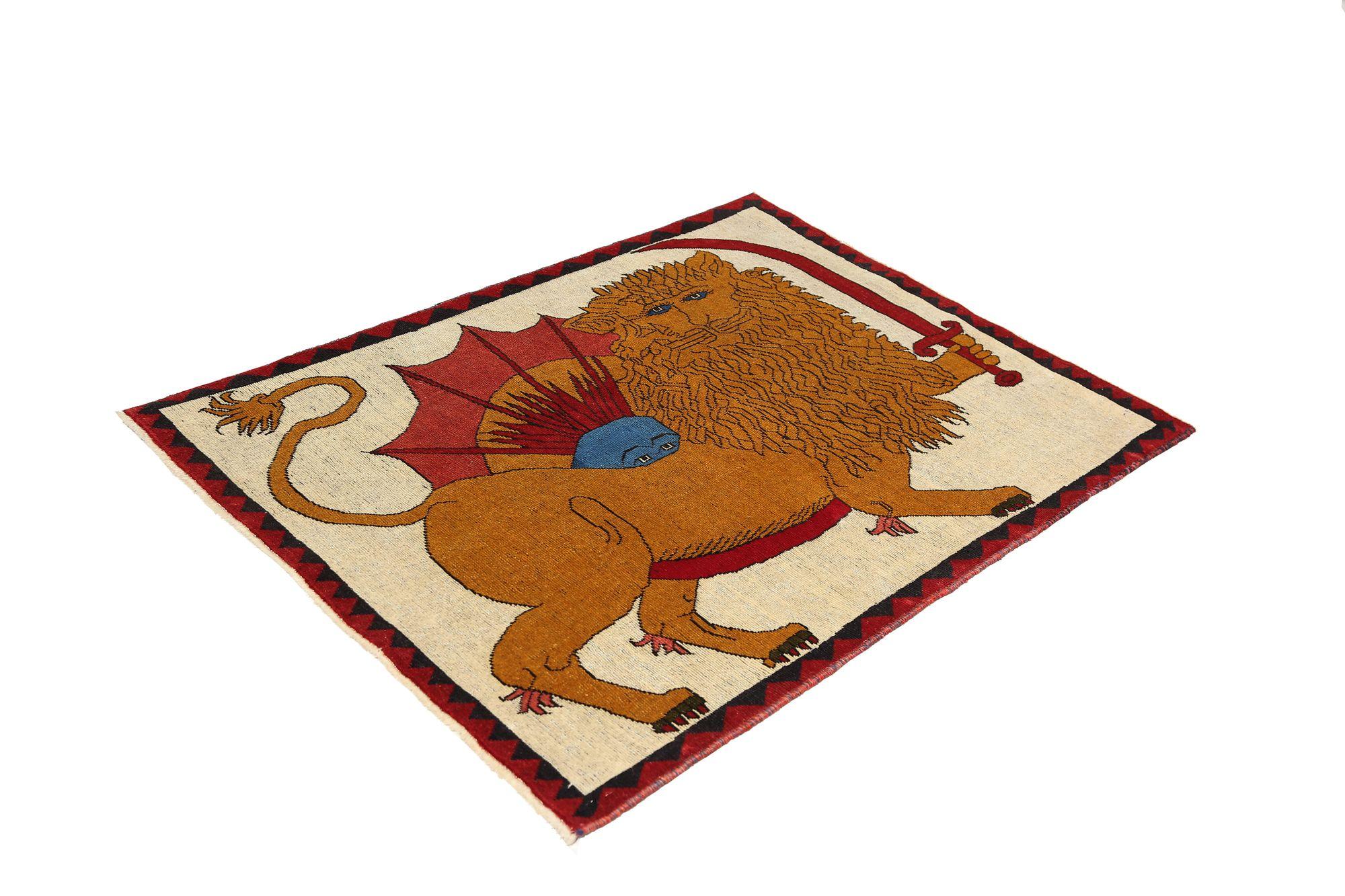 Persischer Gabbeh Small Teppich - Wolle Elfenbein Gelb Design - 96927 im Zustand „Hervorragend“ im Angebot in Dallas, TX