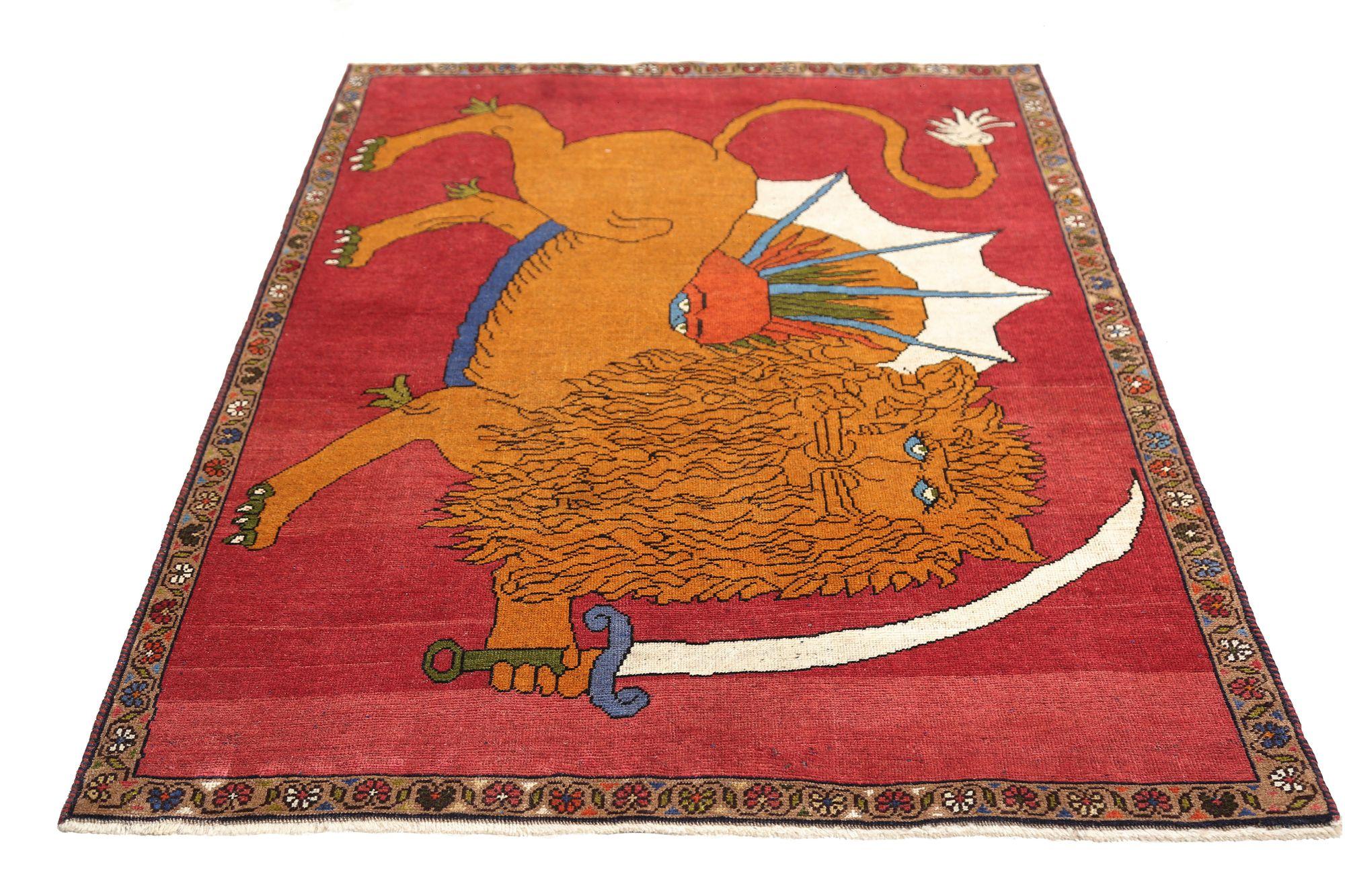 Persischer Gabbeh Kleiner Teppich - Wolle Rot Design - 96709 (Stammeskunst) im Angebot