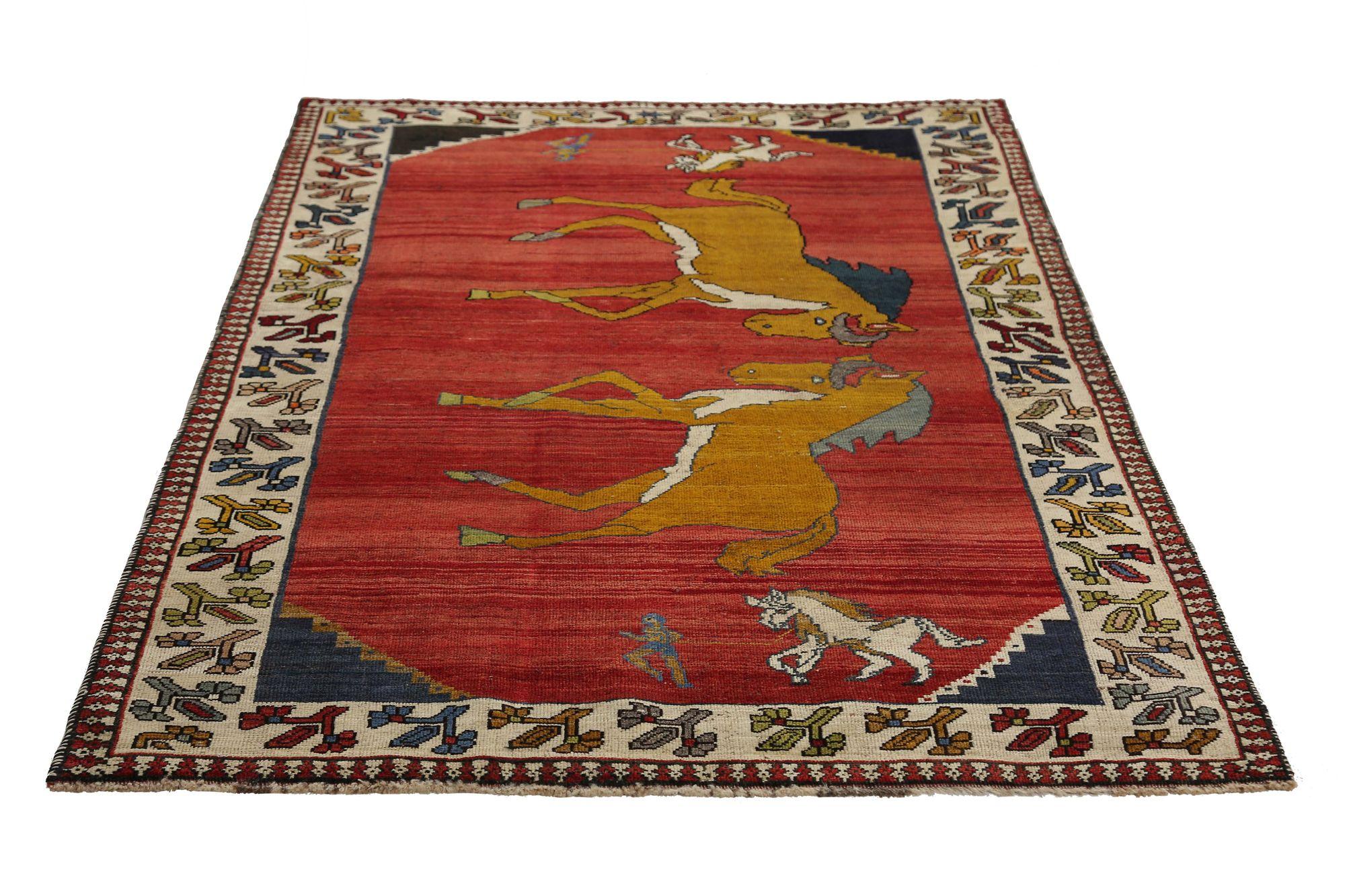Persischer Gabbeh Kleiner Teppich - Wolle Rot Design - 96719 (Stammeskunst) im Angebot