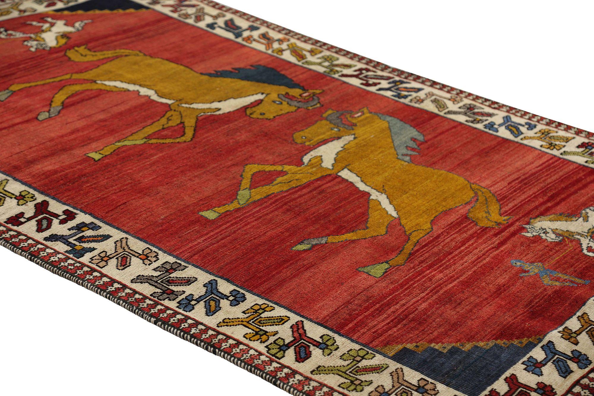 Persischer Gabbeh Kleiner Teppich - Wolle Rot Design - 96719 (Irakisch) im Angebot