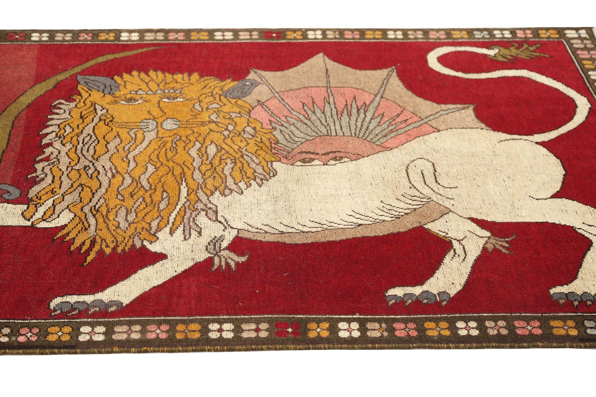 Persischer Gabbeh Kleiner Teppich - Wolle Rot Design - 96727 (20. Jahrhundert) im Angebot