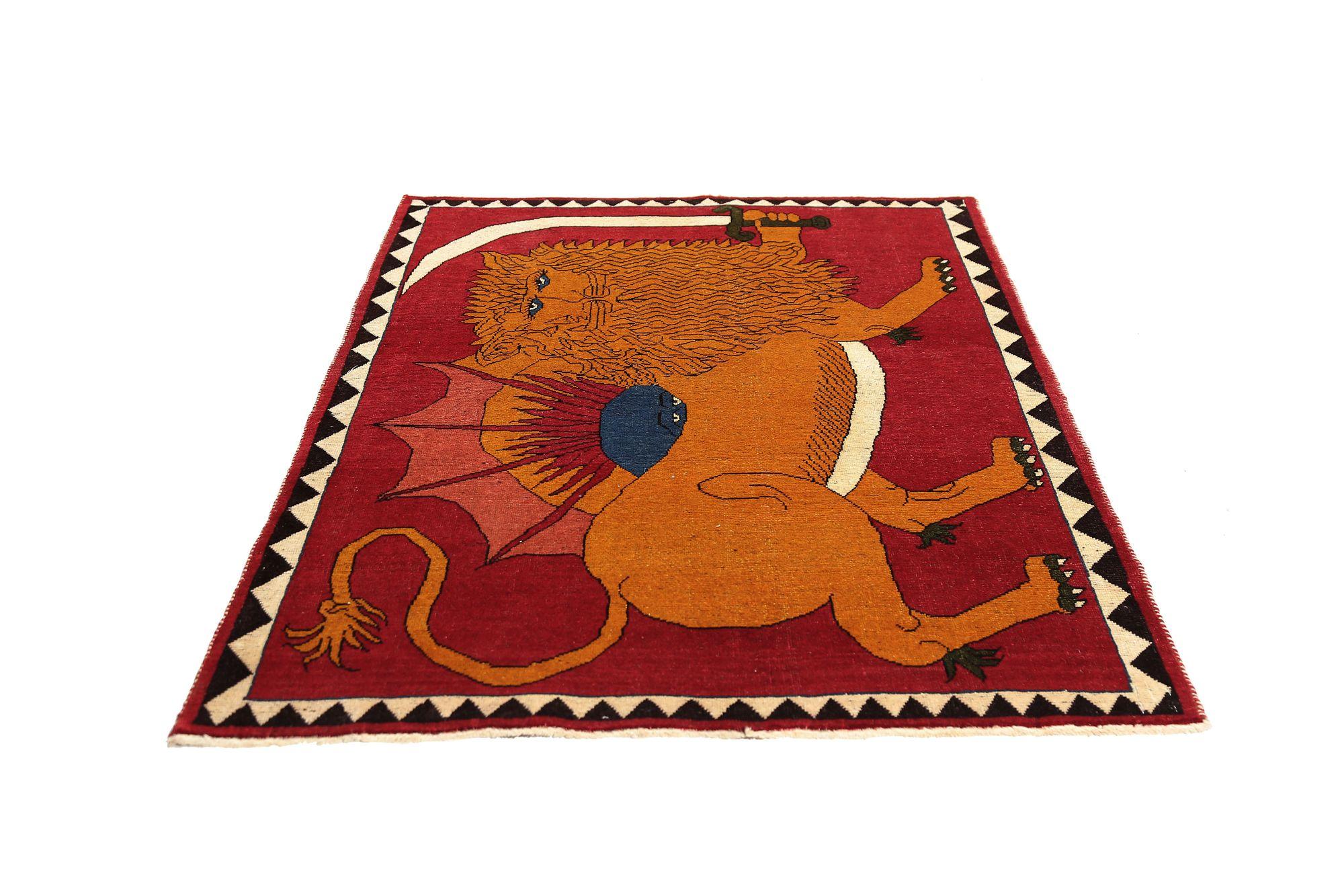 Persischer Gabbeh Kleiner Teppich - Wolle Rot Design - 96930 (Stammeskunst) im Angebot