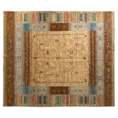 Vintage Persian Gabbeh Wool Carpet in Provincial Weave
