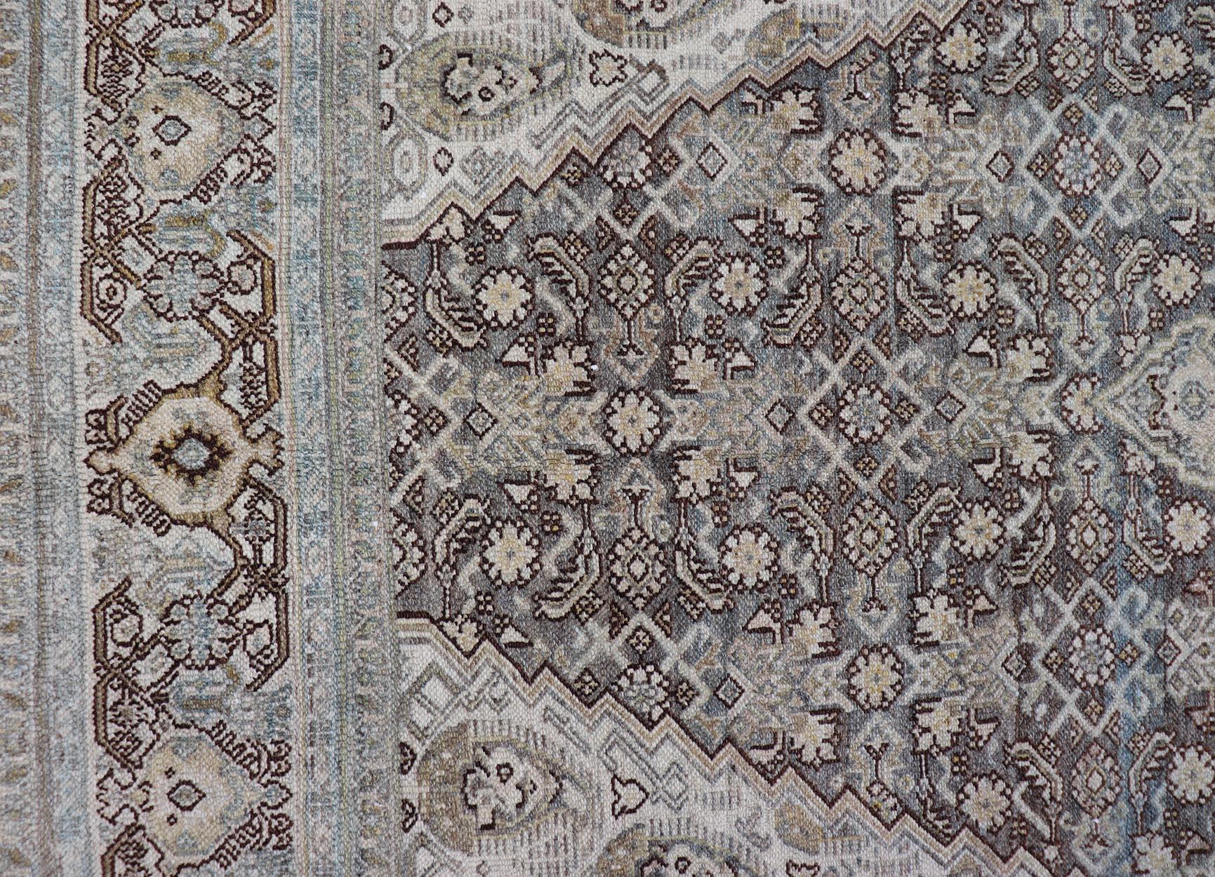 Persischer antiker Malayer-Teppich mit Medaillon-Design und Paisley- und Herati-Muster im Angebot 5