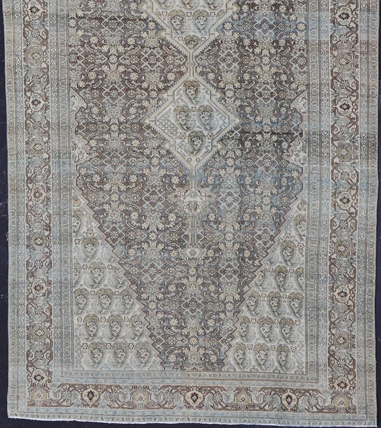 20th Century Persian Gallery Antique Malayer Rug with Medallion Design With Paisley & Herati For Sale