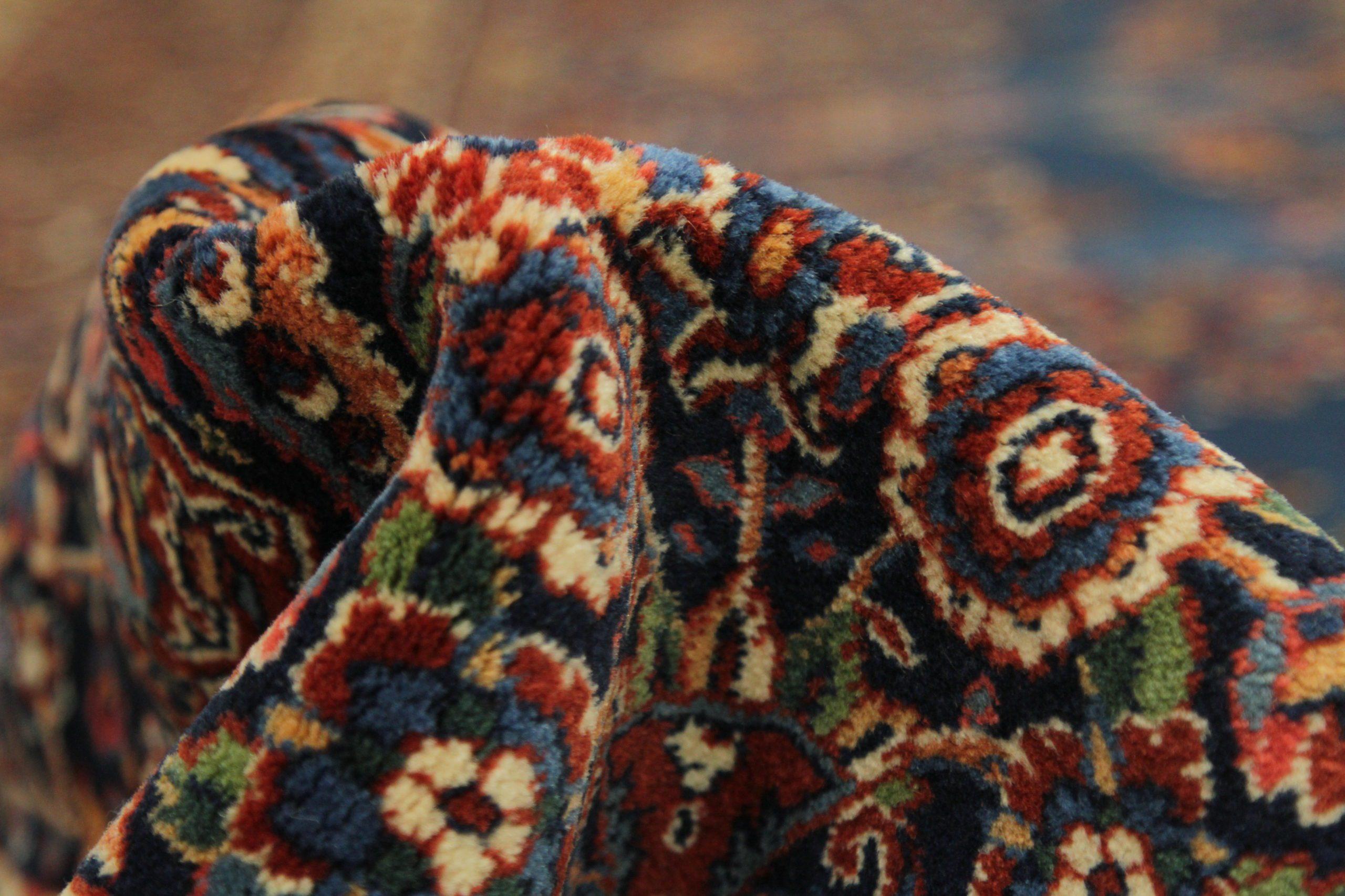 Tapis persan Ghazvin Circa 1940 - Laine Bleu Ivoire Rouge 73073 Excellent état - En vente à Dallas, TX