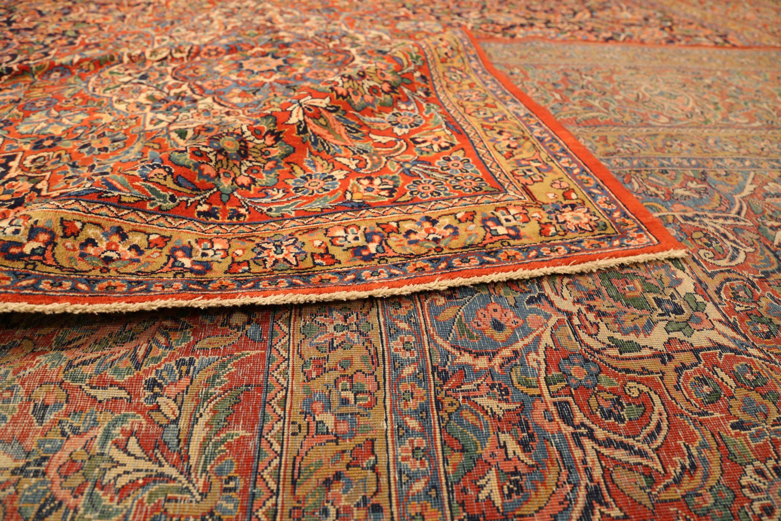 Tapis persan Ghazvin Circa 1940 - Laine Bleu marine Rouge Jaune 72894 Excellent état - En vente à Dallas, TX