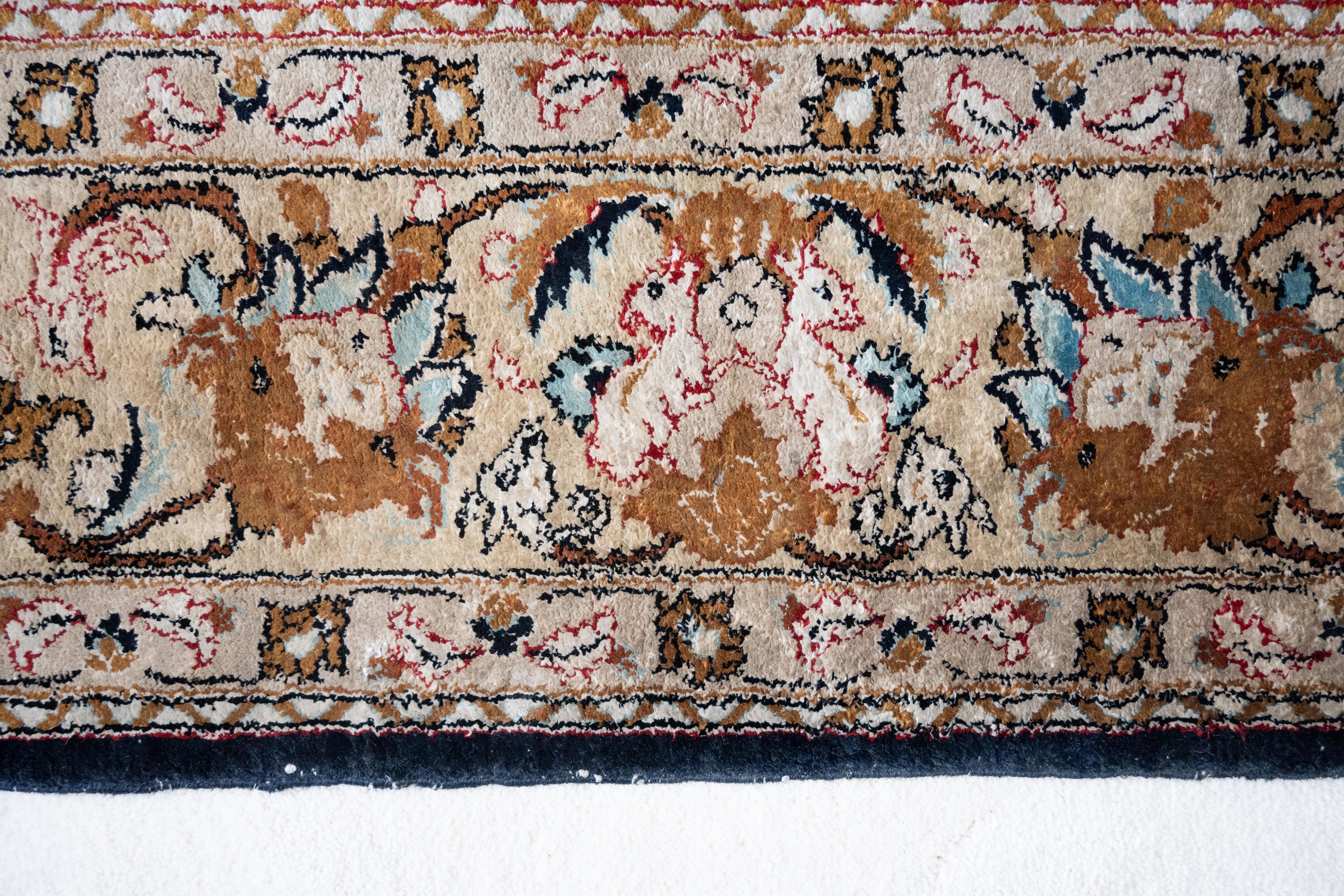 20th Century Persian Ghom Silk Rug 165 x 106cm Black, Gold C.1960 For Sale
