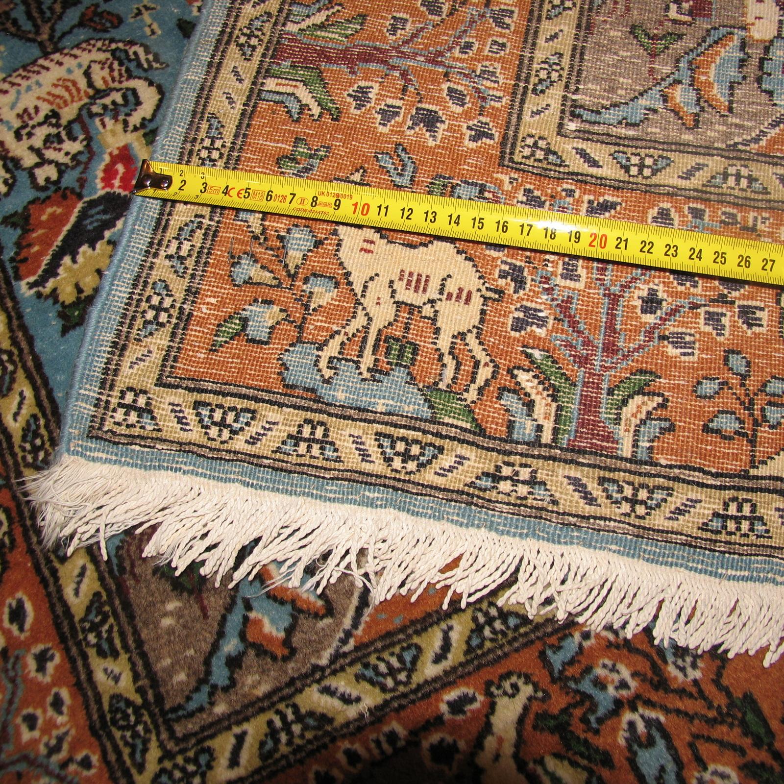 Tapis persan Ghome, noué à la main, décoratif figuratif Bon état - En vente à Bochum, NRW