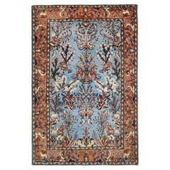 Vintage Persian Ghome Figural Decor Hand-Knotted Oriental Rug