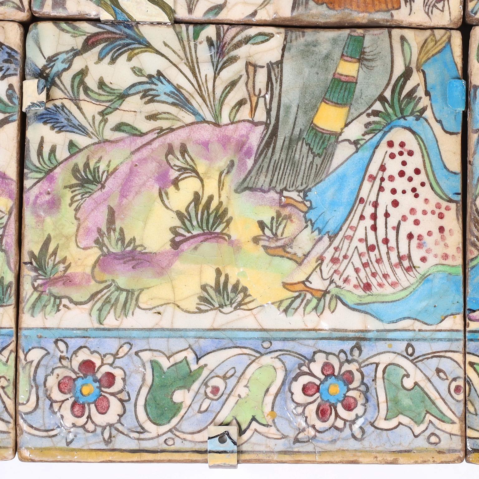 Persian Glazed Earthenware Tile Panel 1