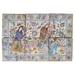 Persian Glazed Earthenware Tile Panel
