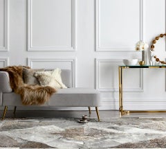 Persian Gold, Grey Laser Burn Sueño Customizable Cowhide Area Floor Rug XX-Large