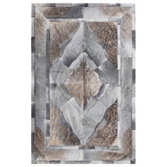 Persian Gold, Grey Laser Burn Sueño Customizable Cowhide Area Floor Rug XX-Large