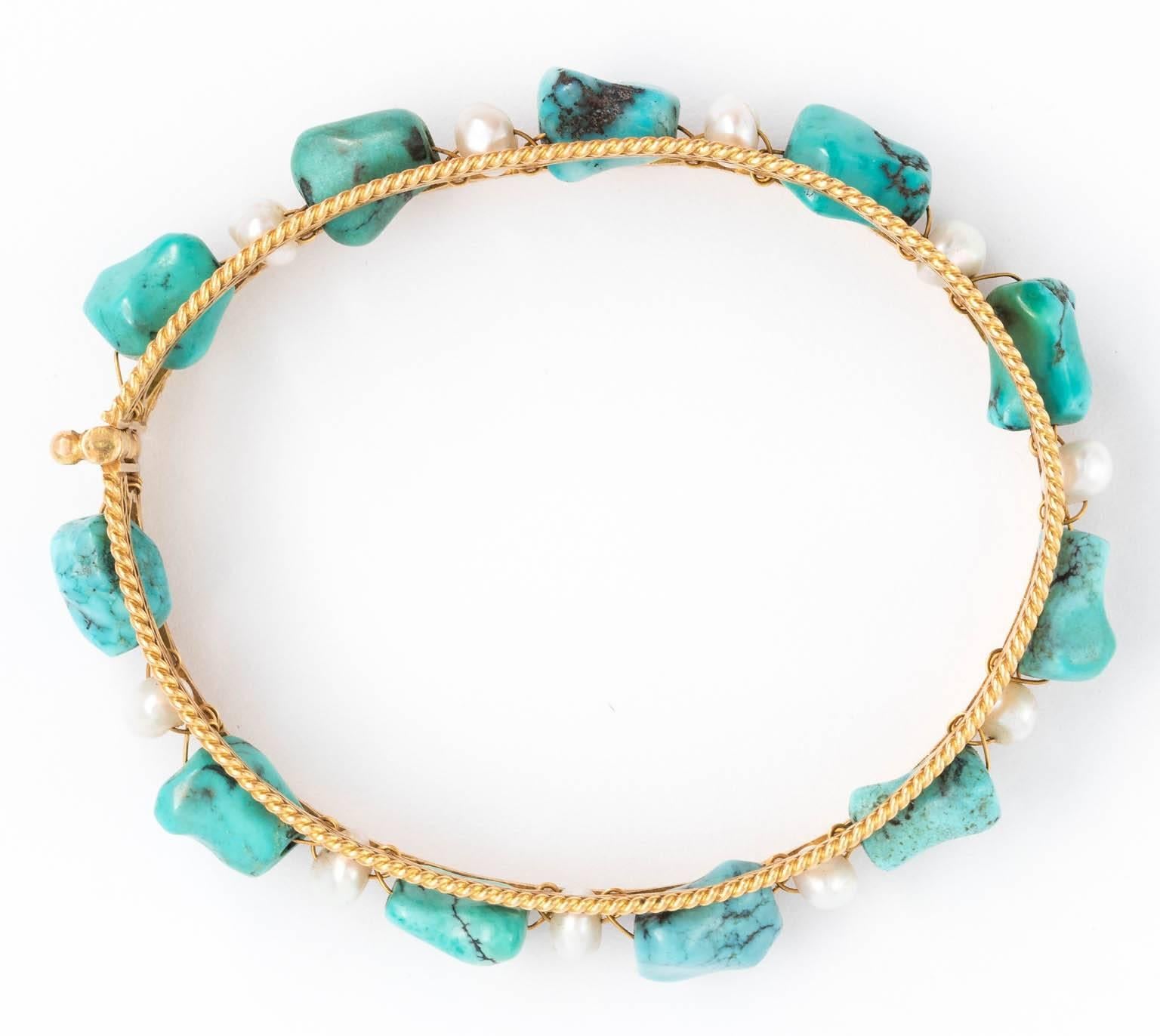 Persian Gold, Turquoise and Pearl Bracelet 2