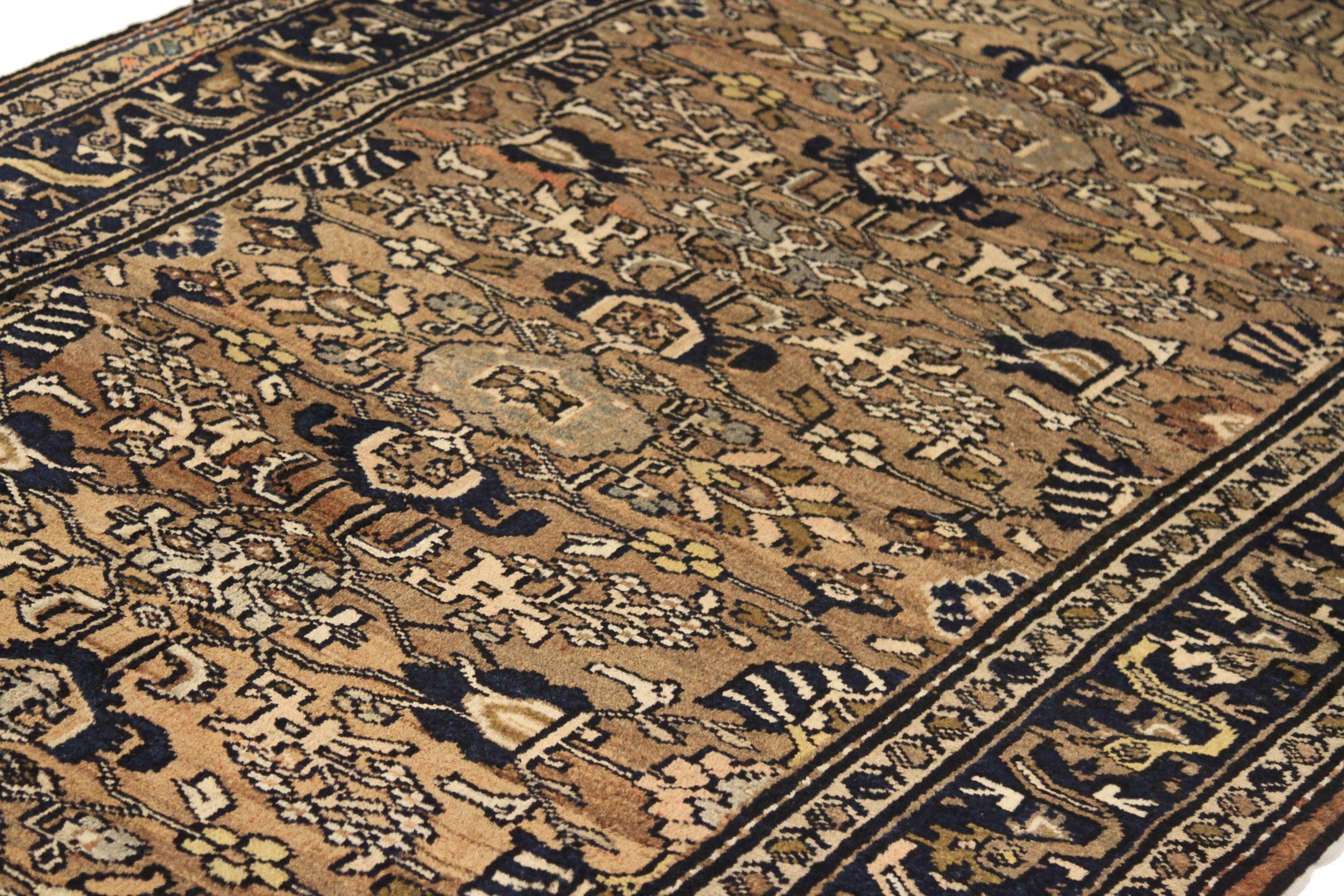 Asiatico Tappeti persiani Hamadan Circa 1910 - Lana Marrone Avorio Taupe 71290 in vendita