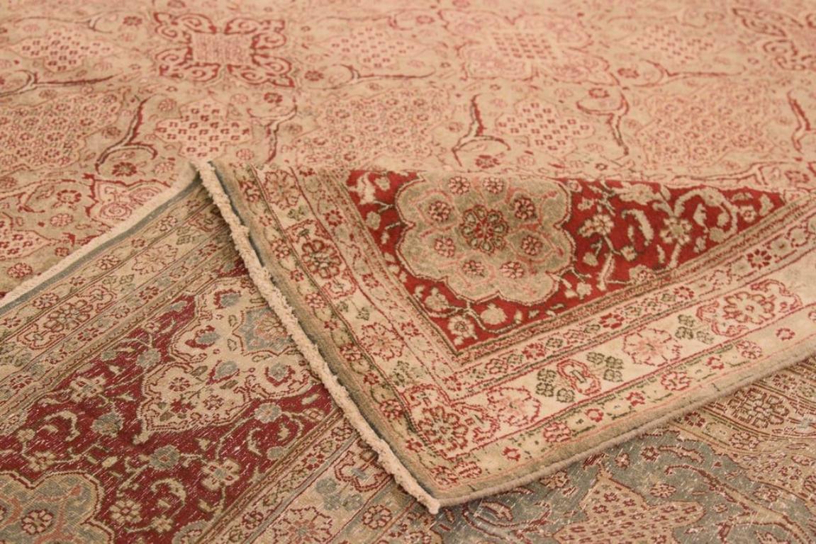 Persische Hamadan-Teppiche Circa 1910 - Wolle Elfenbein Rosa Rot Design - 75505 im Zustand „Hervorragend“ im Angebot in Dallas, TX