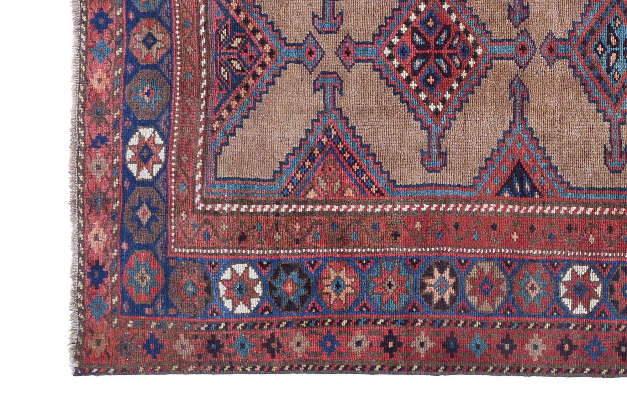 Persische Hamadan-Teppiche - Wolle Blau Rot Taupe Design - 97897 (Irakisch) im Angebot