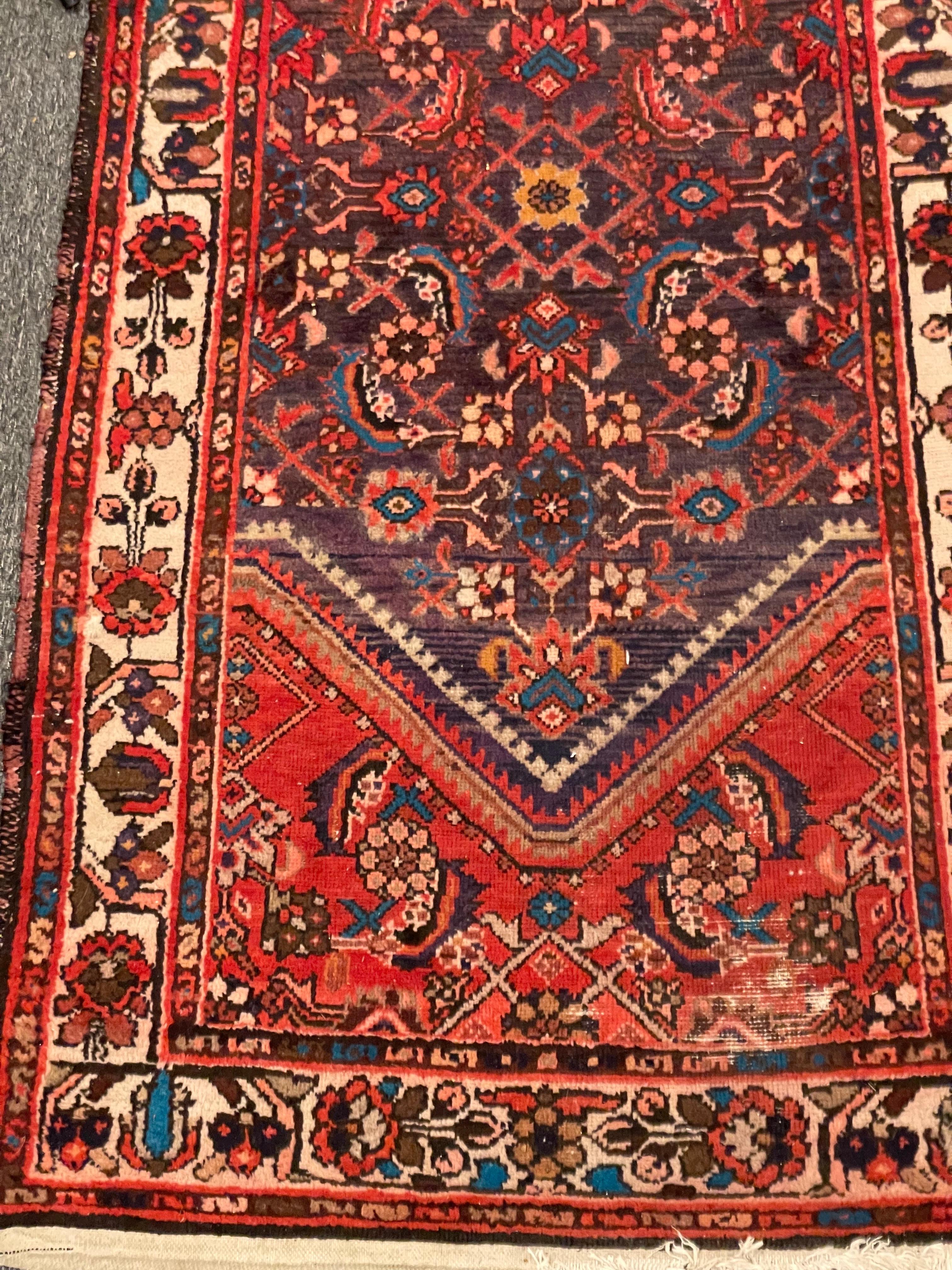 Lana Runner persiano con design Hamadan, inizio XX secolo in vendita