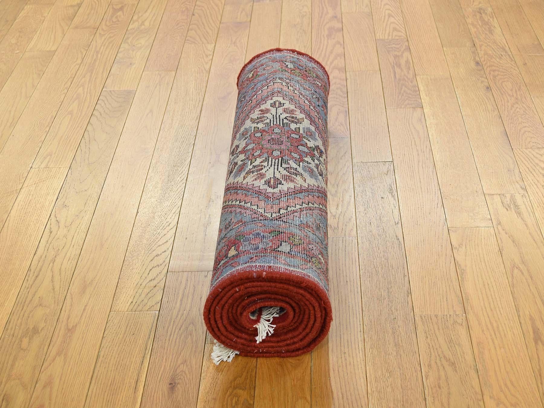 Persian Hamadan Full Pile Hand Knotted Runner Oriental Rug In Good Condition In Carlstadt, NJ