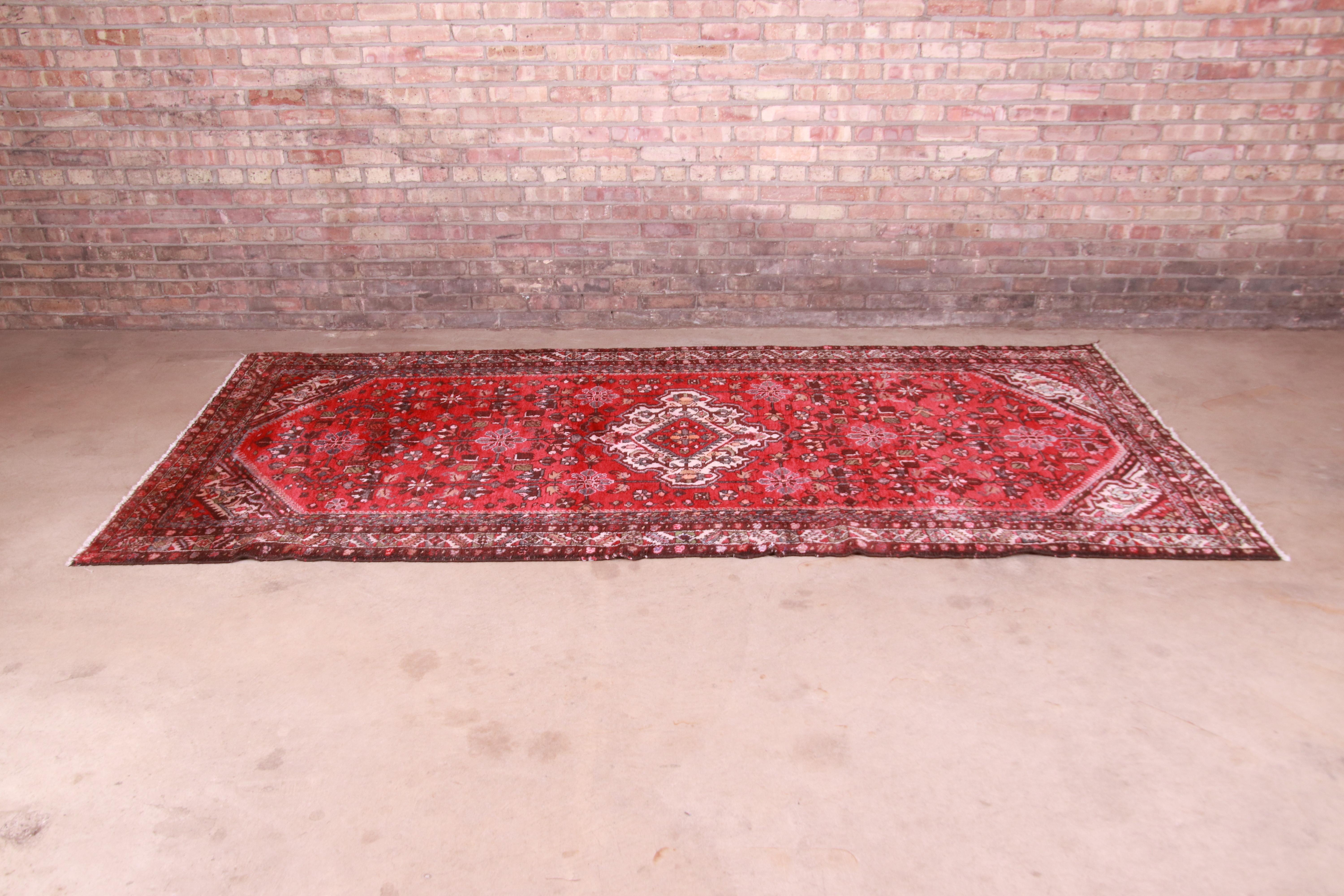 20th Century Persian Hamadan Mid-Century Hand-Woven Rug