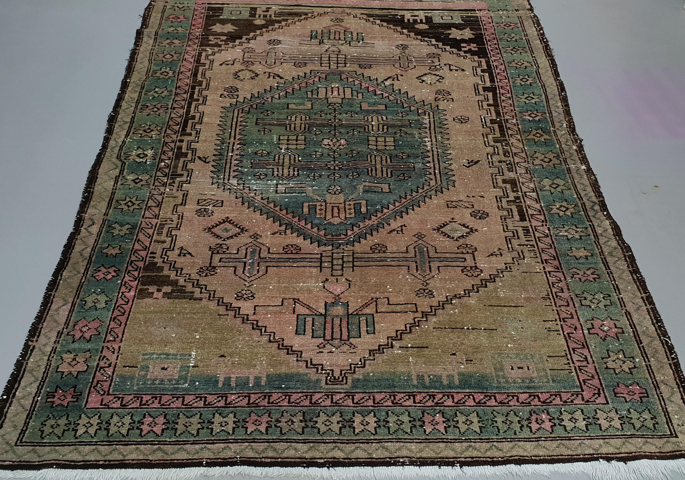 Hand-Knotted Persian Hamadan Rug, Antique For Sale