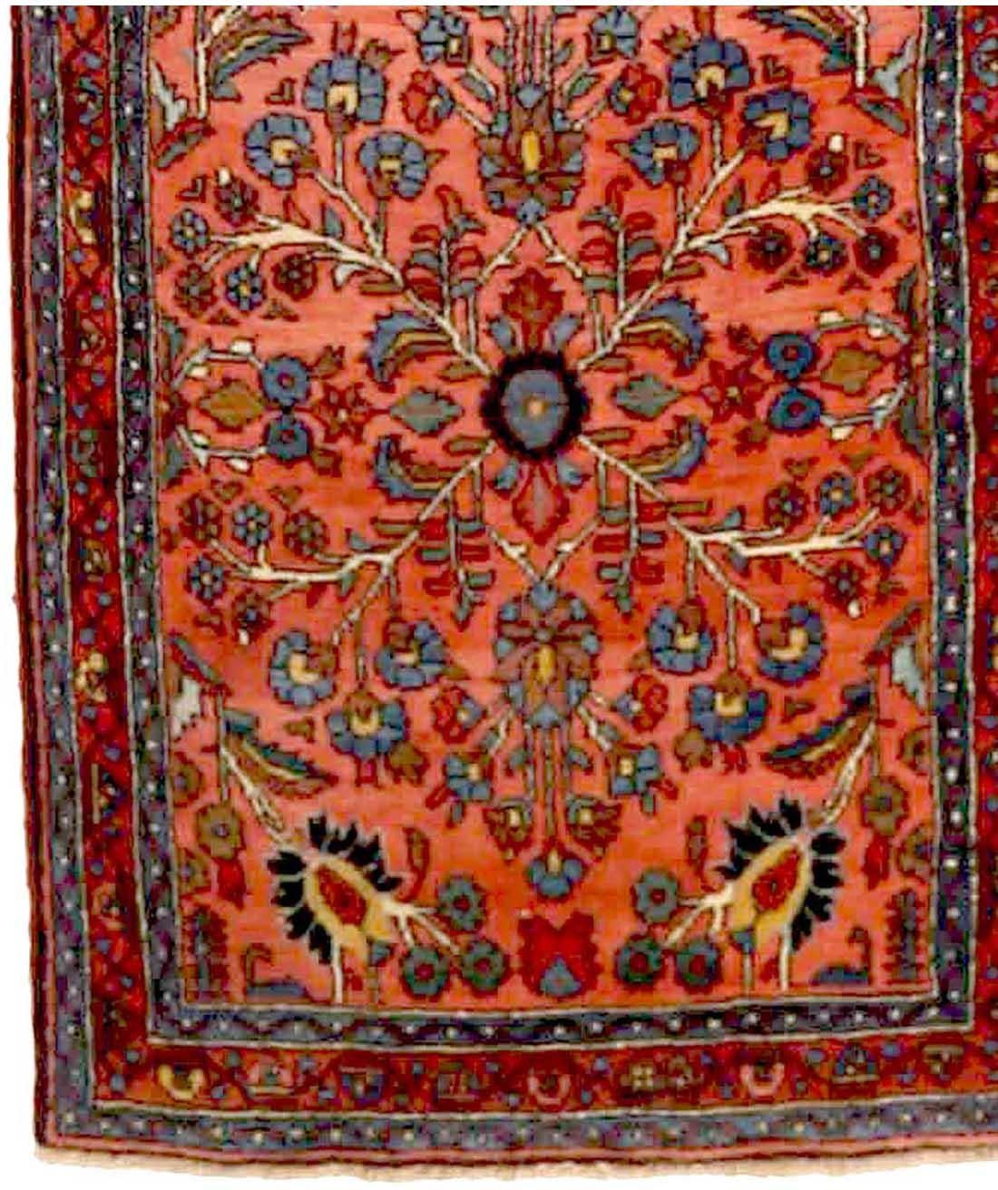 Persischer Hamadan-Läufer aus Wolle in Blau, Rosa und Rot 72425 (Asiatisch) im Angebot