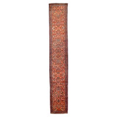 Vintage Persian Hamadan Runner Rug - Wool Blue Pink Red 72425