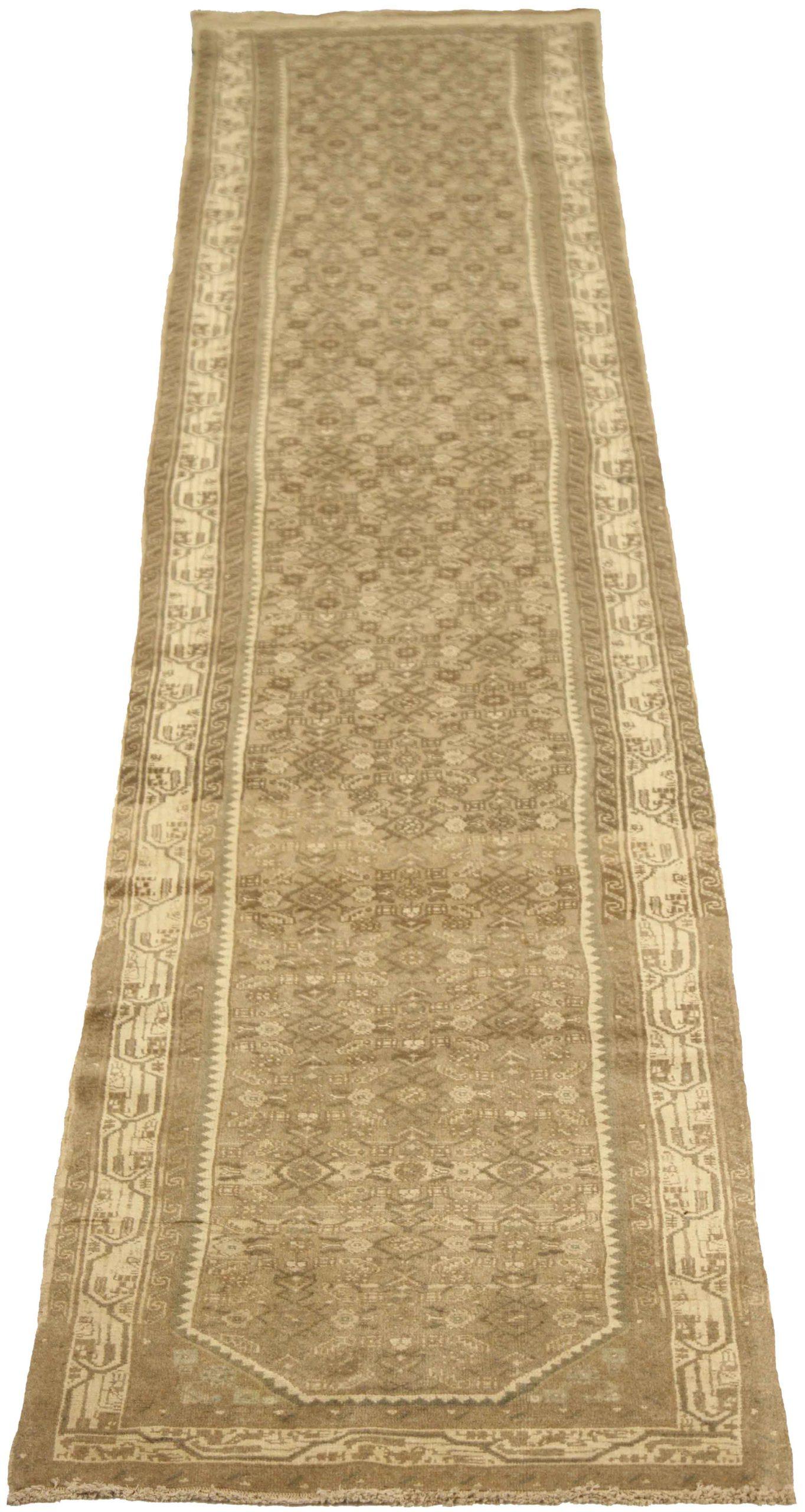 Discover the elegance of Persian Hamadan featuring Runner Rug in Circa 1880. Designed with Wool and BrownIvory, this exclusive design is perfect for enhancing your space.