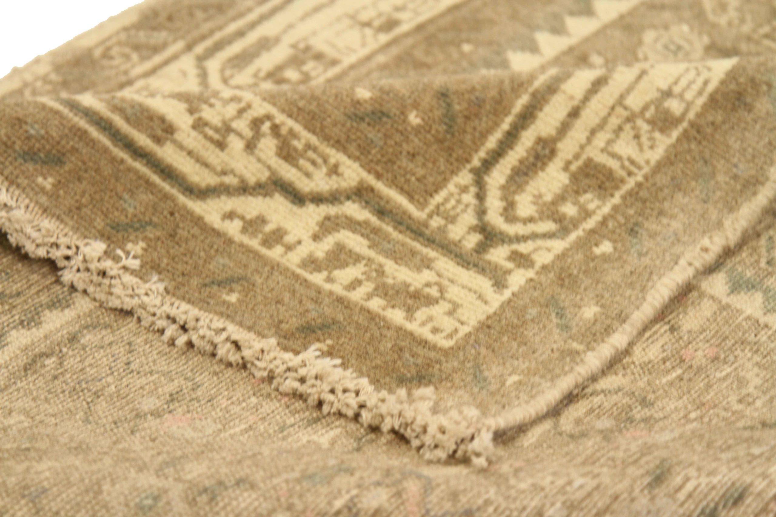 Asian Persian Hamadan Runner Rug - Wool Brown Ivory 73585 For Sale