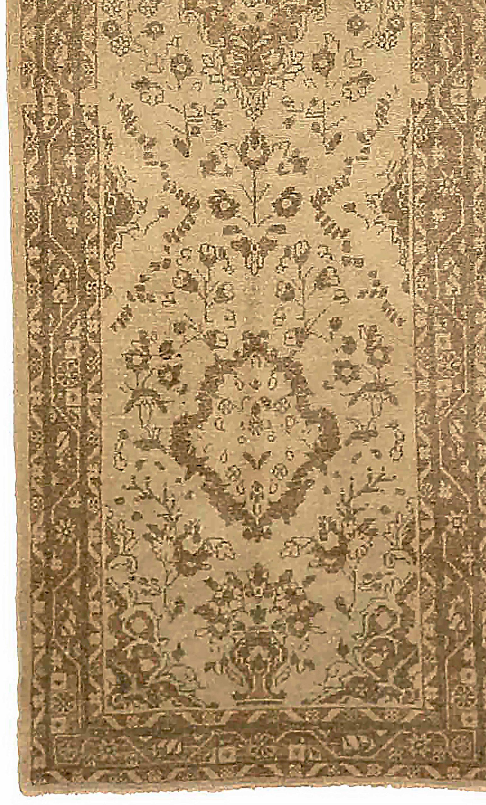 Persischer Hamadan Läufer Teppich - Wolle Braun Elfenbein 73595 (Asiatisch) im Angebot