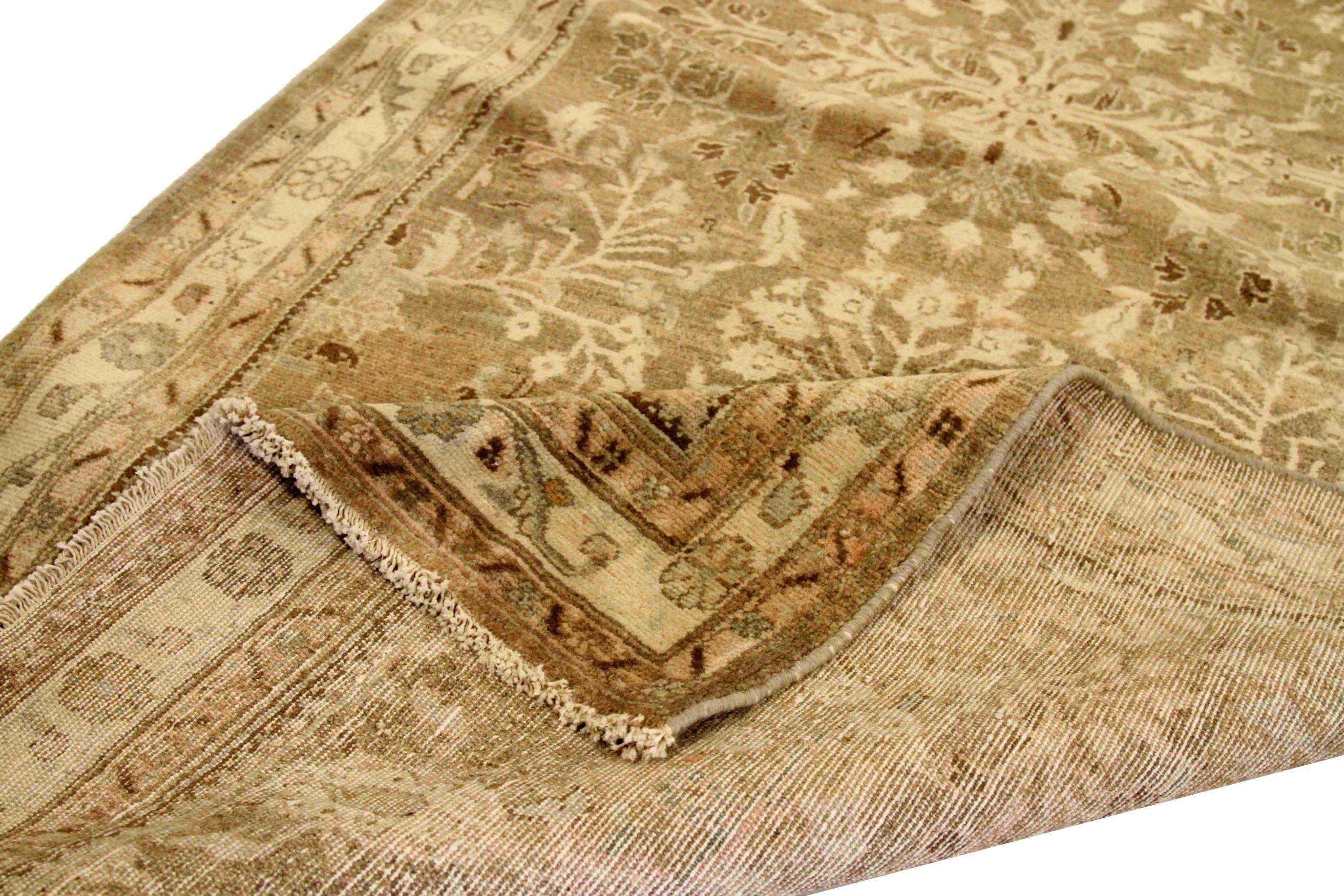Persischer Hamadan Läufer Teppich - Wolle Braun Elfenbein 74016 (Asiatisch) im Angebot