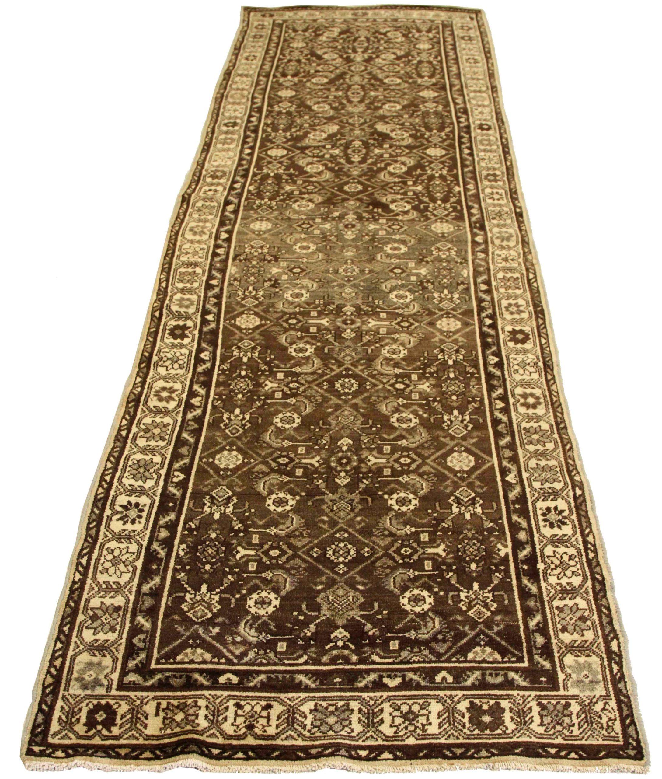 Discover the elegance of Persian Hamadan featuring Runner Rug in Circa 1880. Designed with Wool and BrownIvory, this exclusive design is perfect for enhancing your space.