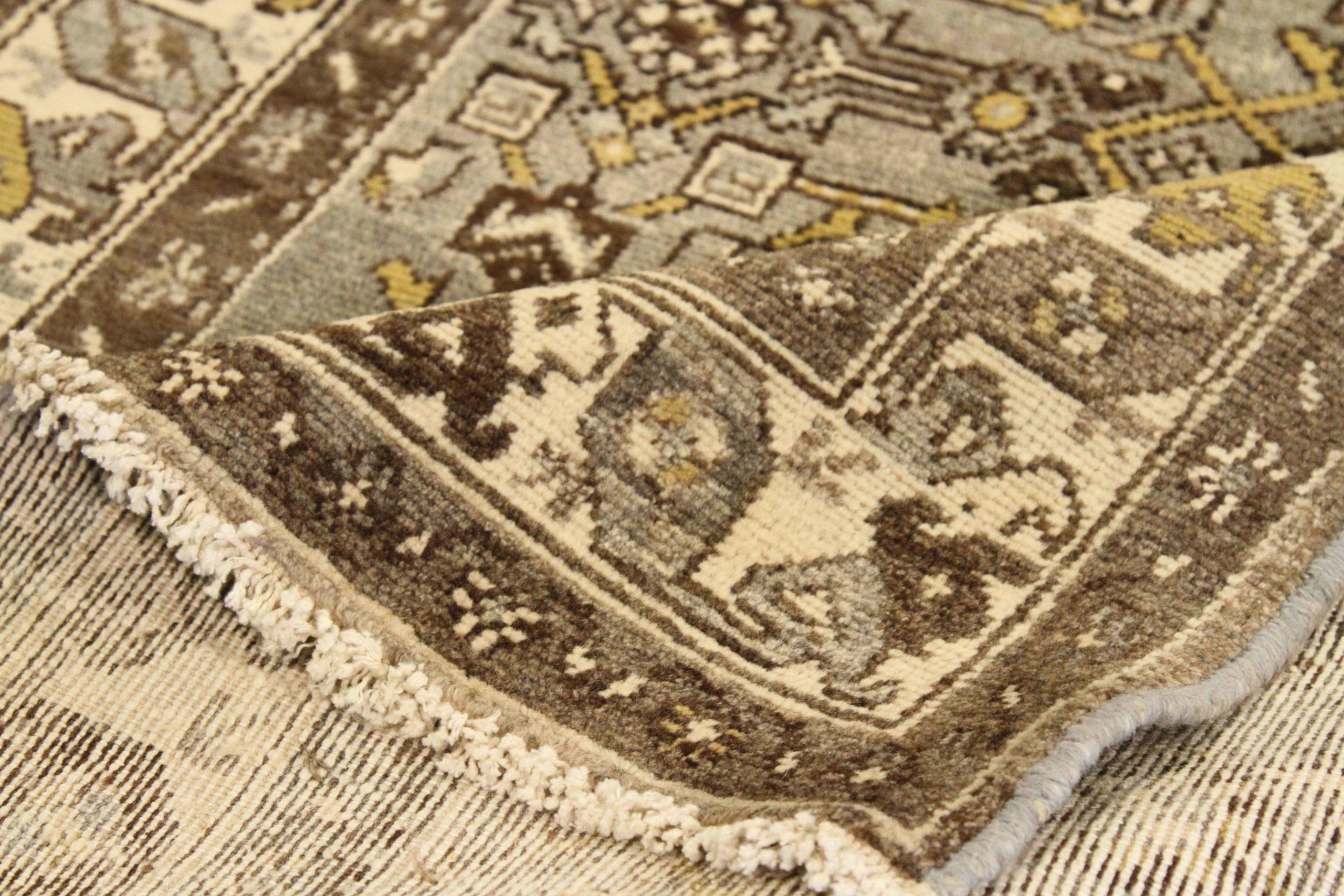 Persische Hamadan Läufer Teppich - Wolle Brown Elfenbein Taupe 74081 (Asiatisch) im Angebot