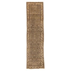 Persian Hamadan Runner Rug - Wool Brown Ivory Taupe 74081