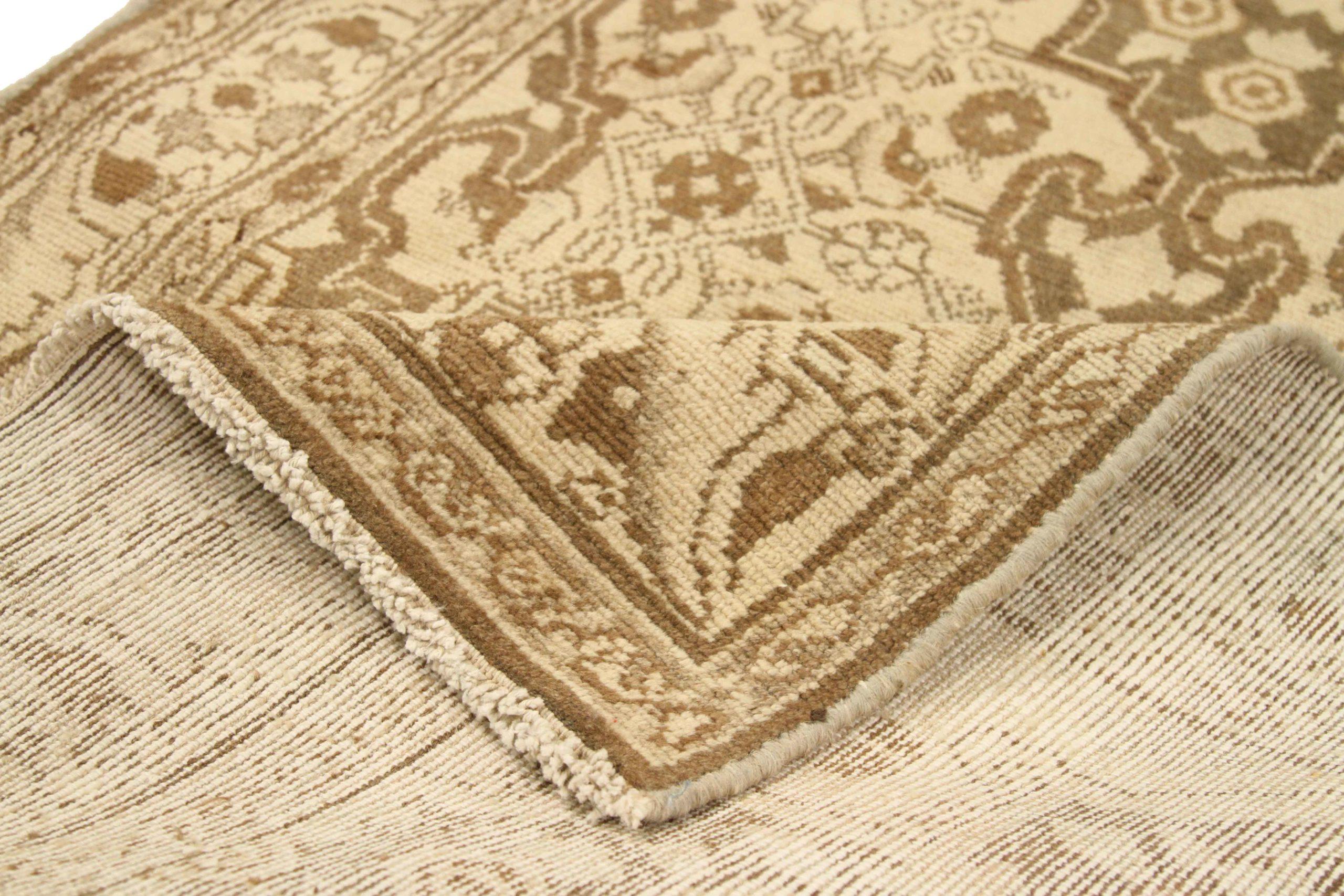 Asiatico Tappeto Persiano Hamadan - Lana Marrone Avorio Taupe 74082 in vendita