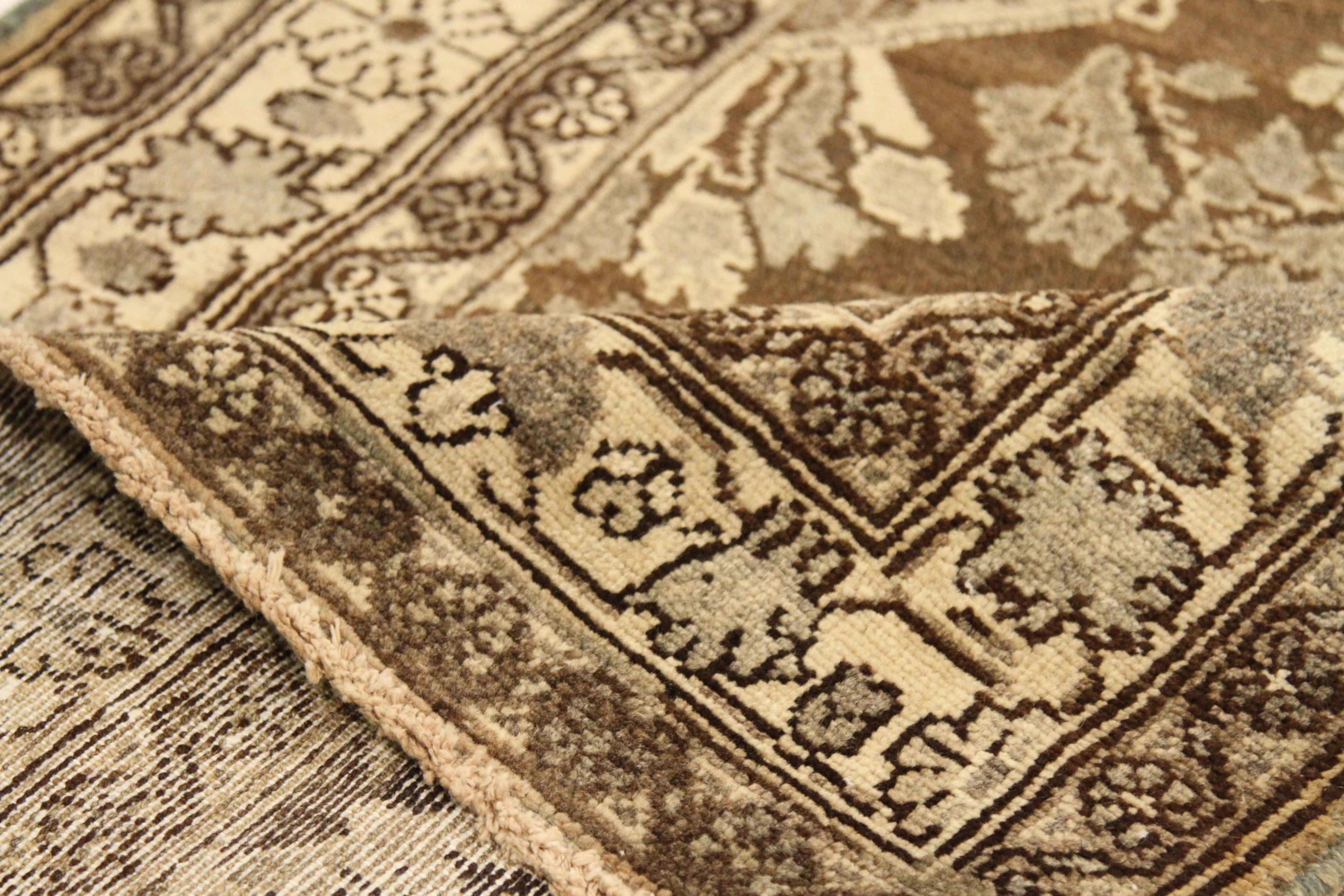 Persischer Hamadan Läufer Teppich - Wolle Braun Elfenbein Taupe Design - 75550 (Asiatisch) im Angebot