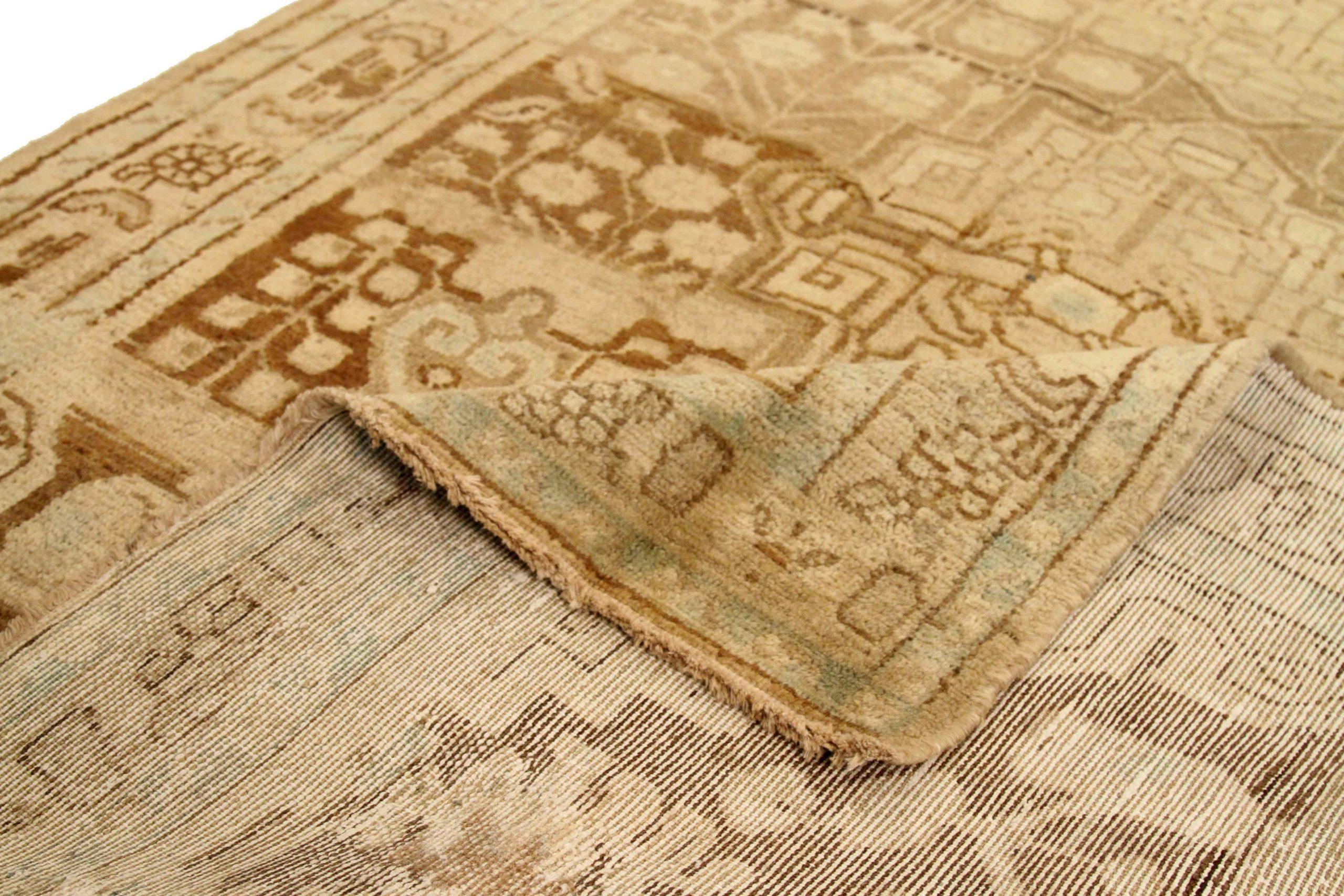 Asian Persian Hamadan Runner Rug - Wool Brown Ivory Taupe Design - 75608 For Sale