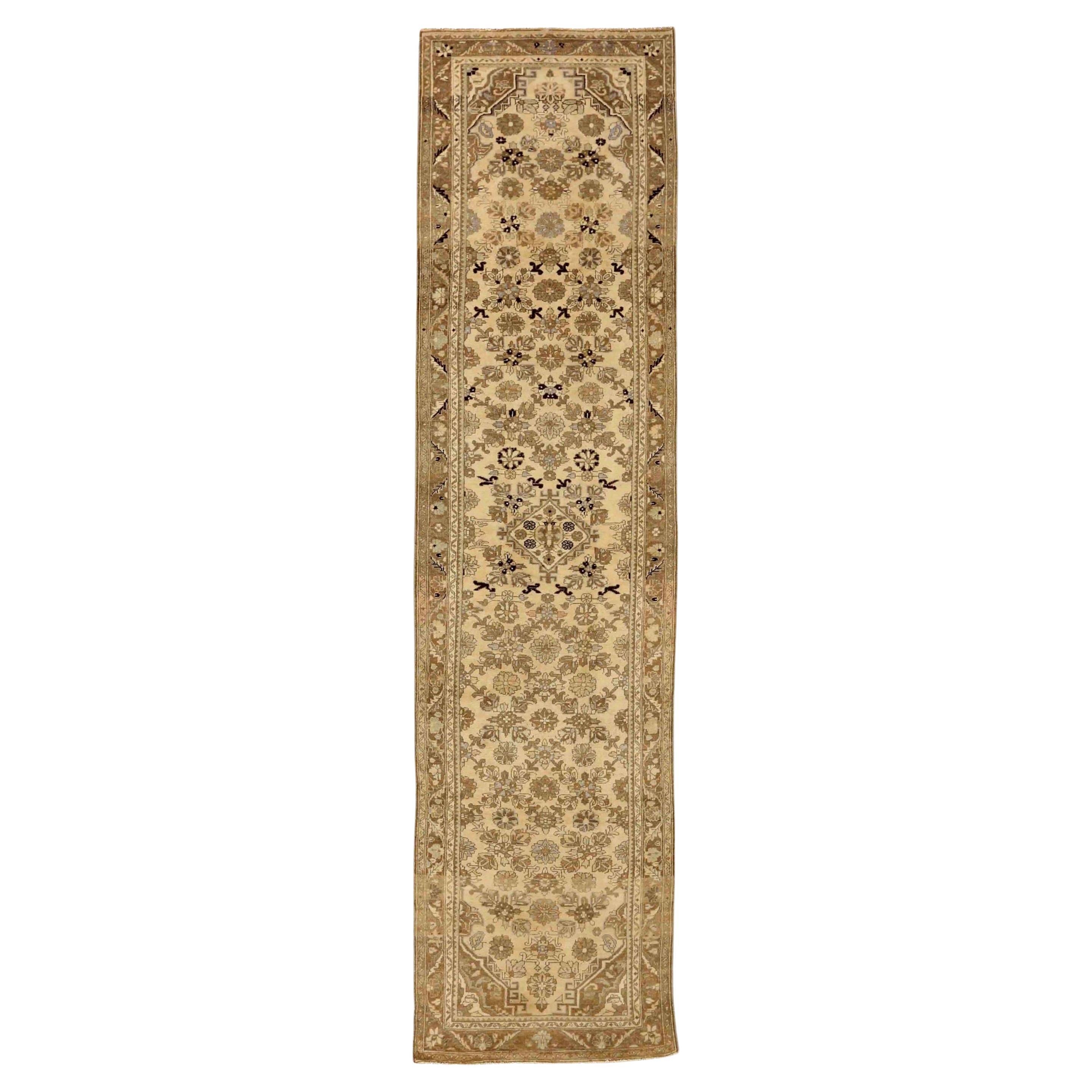 Persische Hamadan Läufer Teppich CIRCA 1910 - Wolle Brown Elfenbein 74056