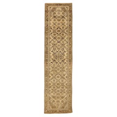 Persische Hamadan Läufer Teppich CIRCA 1910 - Wolle Brown Elfenbein 74056