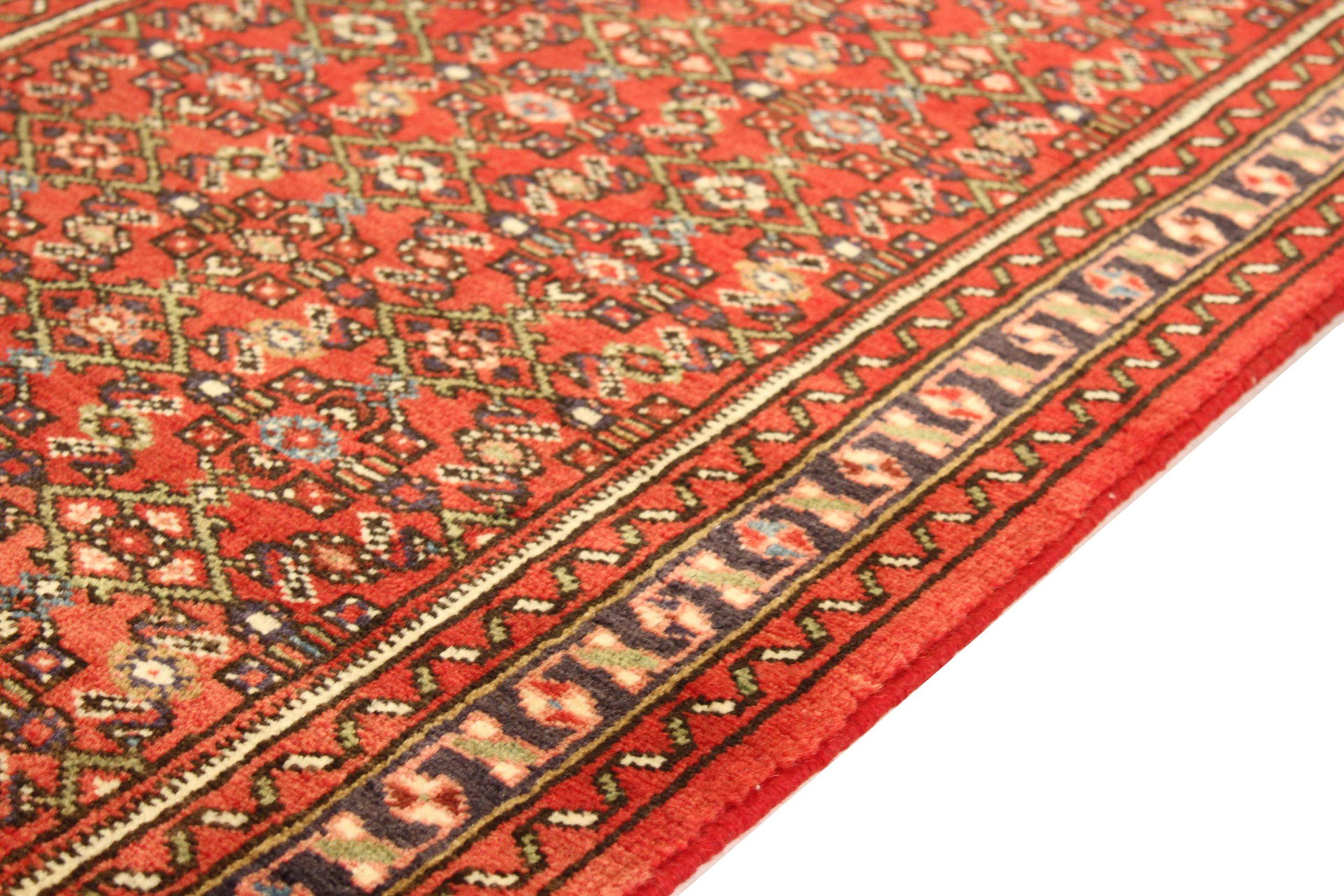 Persische Hamadan Läufer Teppich Circa 1910 - Wolle Braun Elfenbein Rot Design - 75496 (Asiatisch) im Angebot