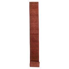 Persische Hamadan Läufer Teppich Circa 1910 - Wolle Braun Elfenbein Rot Design - 75496