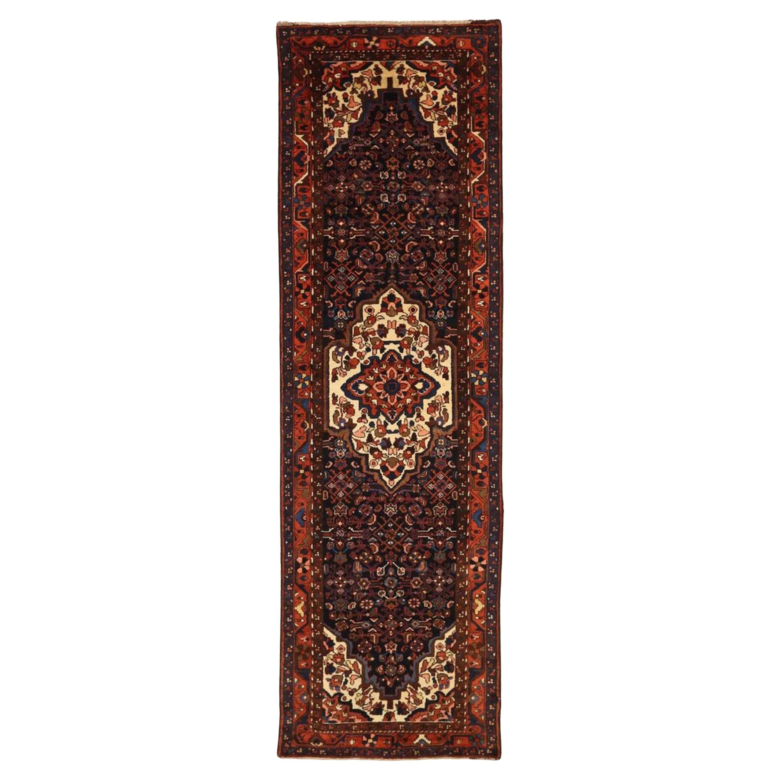 Tappeto persiano Hamadan Circa 1910 - Lana Avorio Blu Navy Rosso 72086