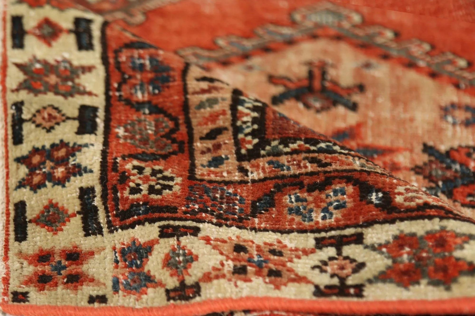 Persischer Hamadan-Läufer aus Wolle – orangefarbenes Design – 99388 (20. Jahrhundert) im Angebot