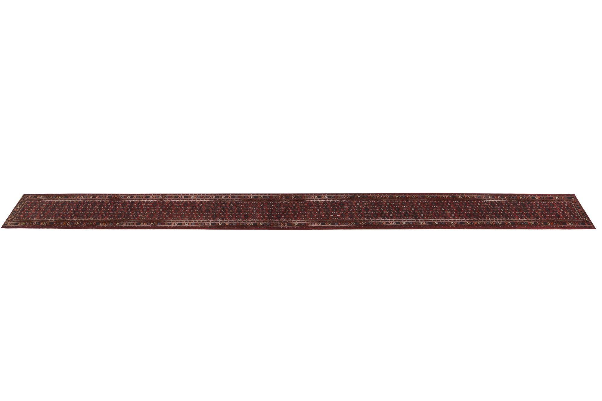 Persischer Hamadan-Läufer aus Wolle – rotes Design – 97411 (20. Jahrhundert) im Angebot